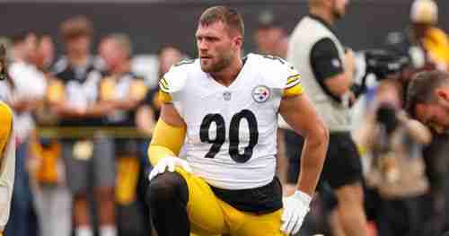 TJ Watt football warming up